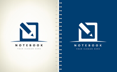 notebook logo design pencil and notepad vector