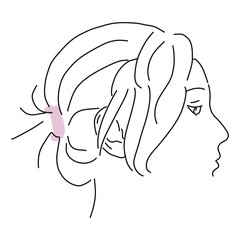 Flat banner beautiful female profile vector sketch