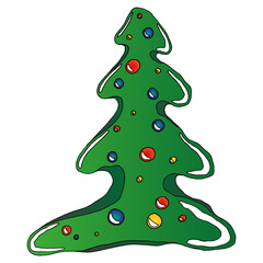 Christmas tree. Vector illustration Christmas balls. Christmas tree decoration.