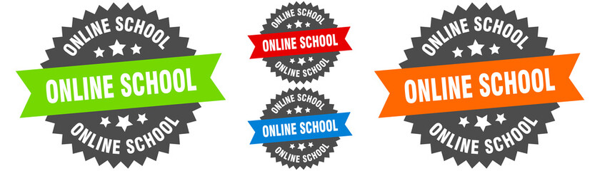 Obraz premium online school sign. round ribbon label set. Seal