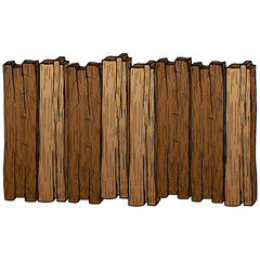 Wooden fence. Vector illustration of a fence made of wooden boards. Old wooden planks.