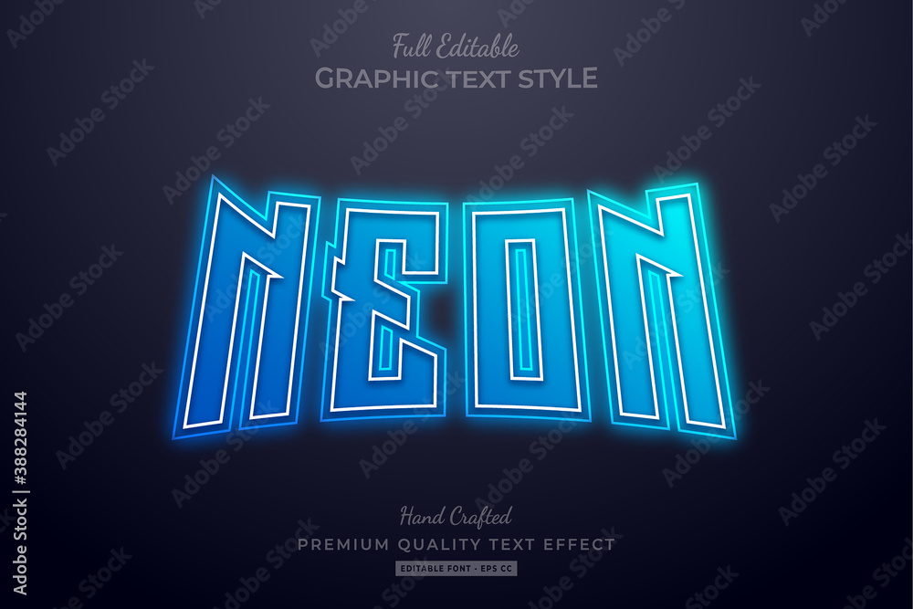 Wall mural neon blue editable premium text effect