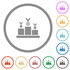 Naklejka premium Winner podium with awards flat icons with outlines