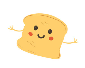 Cute toast character Vector isolated on white 