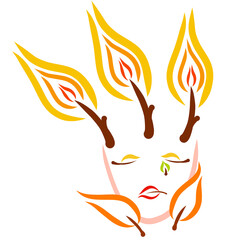 burning or withering crying nature with tree leaves and flames