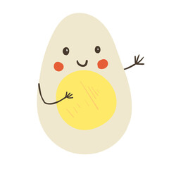 Cute Egg character Vector isolated on white 