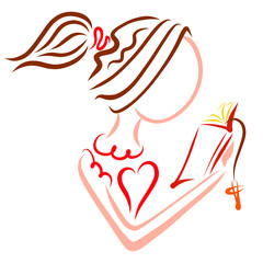 girl reading a Bible or a Christian book