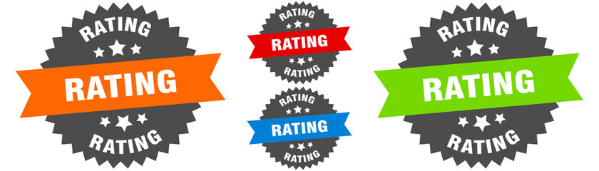 rating sign. round ribbon label set. Seal