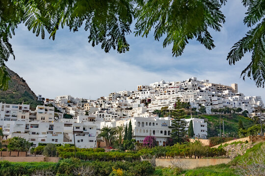 Charming view of the white town Mojacar, in Spain