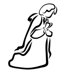 Biblical man or wanderer praying to God on his knees