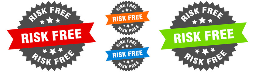 risk free sign. round ribbon label set. Seal