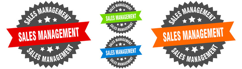 sales management sign. round ribbon label set. Seal