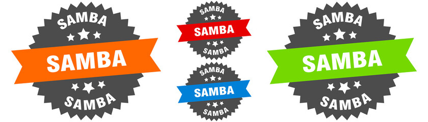 samba sign. round ribbon label set. Seal