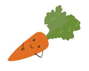 Cute Carrot character Vector isolated on white 