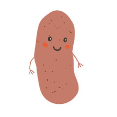 Cute potato character Vector isolated on white 