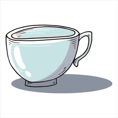 Cup of tea, coffee icon. Vector illustration of coffee, tea cup, mug. Hand drawn cup of hot tea, coffee.