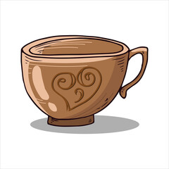Cup of tea, coffee icon. Vector illustration of coffee, tea cup, mug. Hand drawn cup of hot tea, coffee.