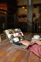 Meeting online, job or education. Close up screen. Remote working. Workplace anywhere you go with PC, devices and gadgets. Concept of distance learning, isolation, business, shopping online
