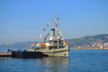 Naklejka premium Nusrat minelayer used in the Çanakkale War.