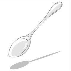 Spoon icon. Vector illustration of a small coffee spoon. Hand drawn teaspoon, dessert spoon.