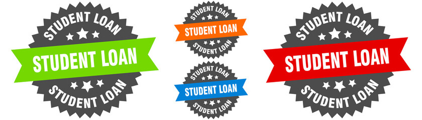 student loan sign. round ribbon label set. Seal