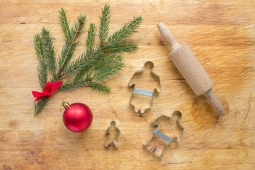 Christmas still life on wooden background
