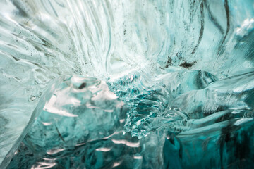 Wavy green blue ice on a Glacier in Iceland