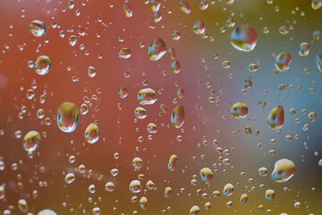 raindrops on glass on an autumn day