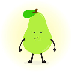 Avocado Character Sad Cartoon Vector