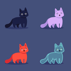 Cat vector flat cute illustration set 