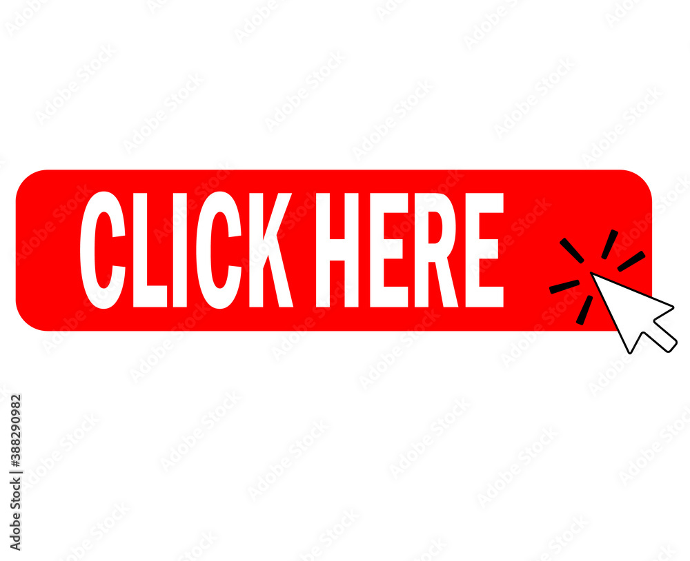 Aufkleber click here button with arrow pointer clicking icon. click here button sign. flat style.