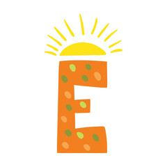 Orange vector bright Letter isolated Capital E 