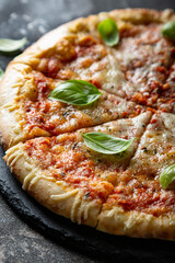 Margarita pizza with fresh basil