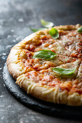 Margarita pizza with fresh basil