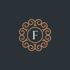 elegant monogram letter F logo design template.Creative floral letter F logo inspiration
