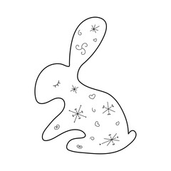 Stylized cute rabbit. Outline style. Vector illustration for décor, greeting cards, posters, prints for clothes, emblems.