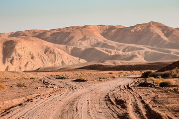 sandy hills in the desert of Israel, Red Canyon near the city of Eilat.