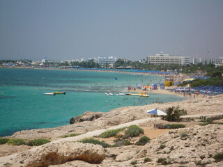 The beautiful mountains and coastal landscapes of the Republic of Cyprus in the Mediterranean Sea