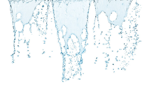 set of water flow on white background