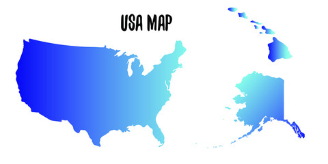 Obraz premium USA United States of America, Alaska and Hawaii colorful vector map silhouette