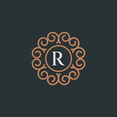 elegant monogram letter R logo design template. Creative floral letter R logo inspiration	