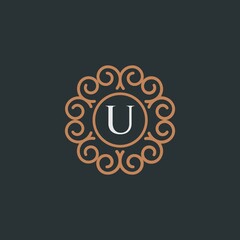 elegant monogram letter U logo design template. Creative floral letter U logo inspiration	