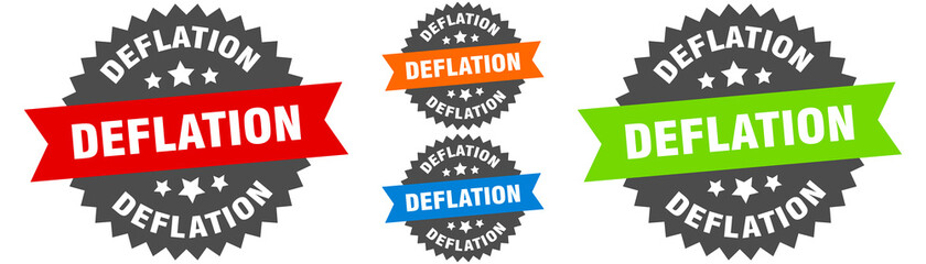 deflation sign. round ribbon label set. Seal