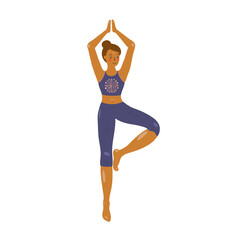 Yoga pose girl. Flat vector isolated on white