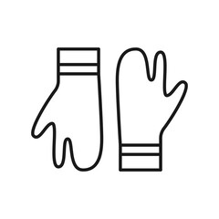 Three-fingered gloves icon. Neoprene gloves for diving. Isolated vector illustration on white background. Editable stroke