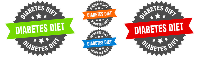diabetes diet sign. round ribbon label set. Seal