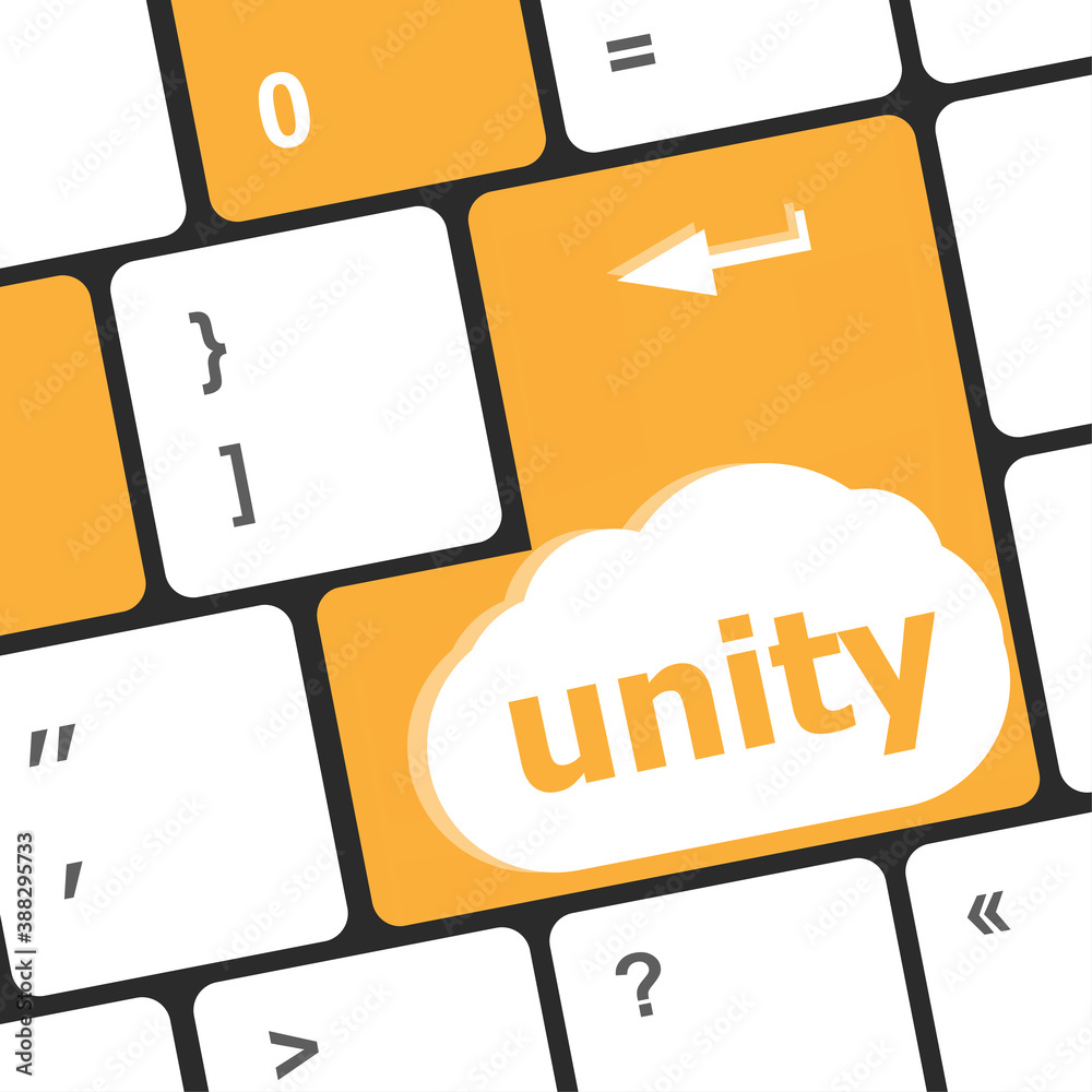 Poster unity word on computer keyboard pc key
