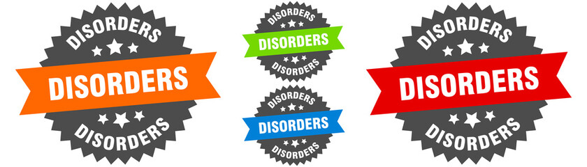 disorders sign. round ribbon label set. Seal