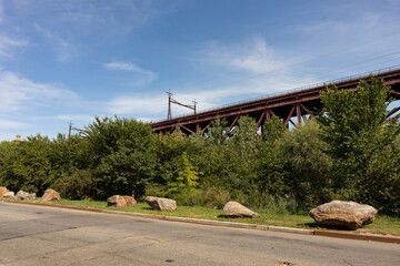 Elevated Electrical Train Tracks on Randalls and Wards Islands in New York City