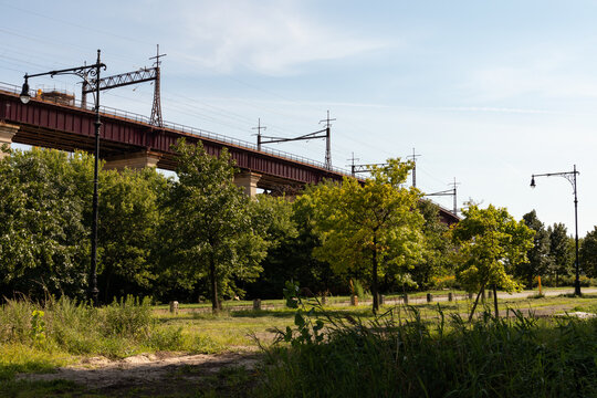 Elevated Electrical Train Tracks On Randalls And Wards Islands In New York City